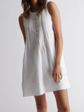 Quince 100% European Linen Sleeveless Swing Dress White XS NWT